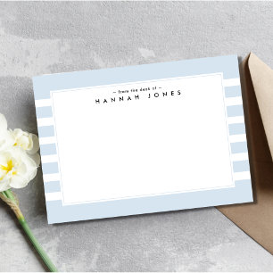 Modern Powder Blue White Striped Border Card