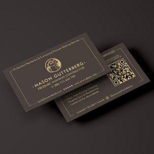 Modern Power Washing Contractor Espresso Business Card