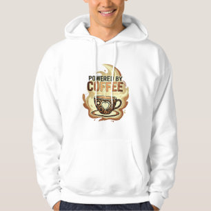 Modern Powered by Coffee – Trendy Coffee Typograph Hoodie