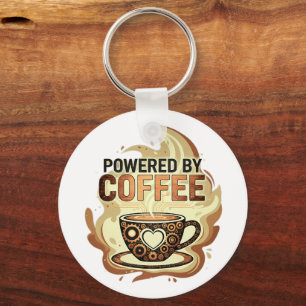 Modern Powered by Coffee – Trendy Coffee Typograph Key Ring