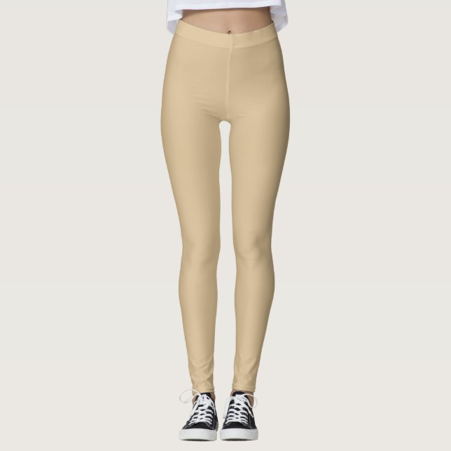 Modern practical colour block l Beige  Leggings (Front)