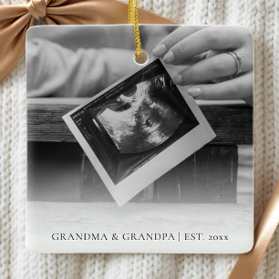 Modern Pregnancy Expecting Baby Ultrasound Photo Ceramic Ornament
