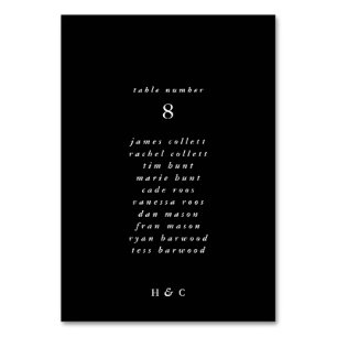 Modern Premium Black Onyx Plain Simple Wedding Table Number