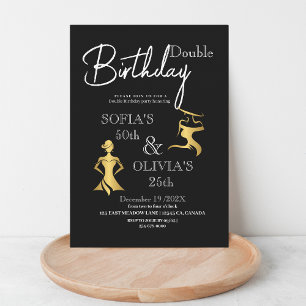 Modern Premium Chic Birthday Any Age Black Gold   Invitation