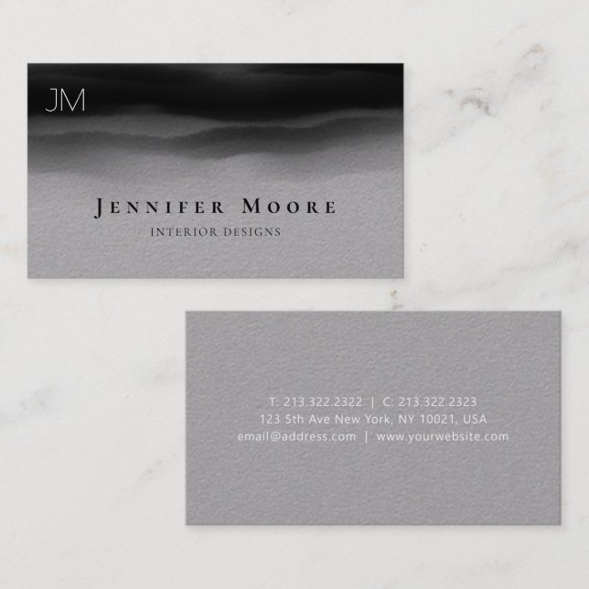 Modern Premium Grey and Black Abstract Monogram Business Card (Front/Back)