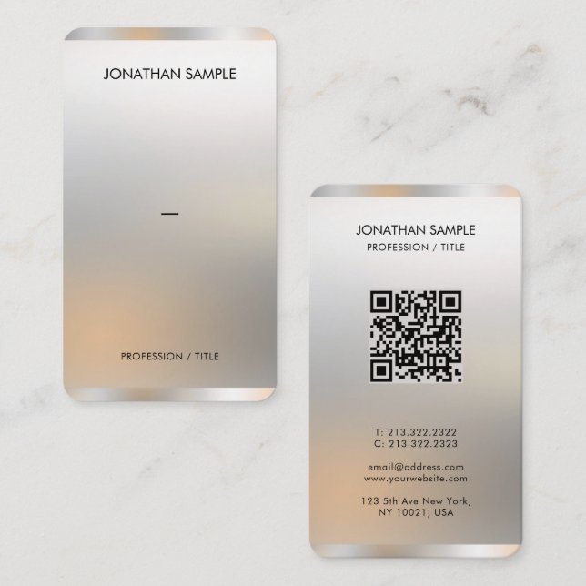 Modern Premium Silk Paper Glamour Silver Luxury Business Card (Front/Back)