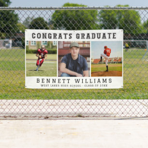 Modern Preppy Congrats Graduate Photo Collage Banner