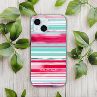 Modern Preppy Cyan Magenta Personalised Name