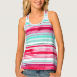 Modern Preppy Cyan Magenta Watercolor Stripe Singlet<br><div class="desc">Modern Preppy Cyan Magenta Watercolor Stripe Pattern Women's Tank Top features a modern cyan and mageneta watercolor stripe pattern. Perfect gift for her for birthday,  mum for Mother's Day,  sister or bestie for Christmas and holidays. Designed by ©Evco Studio www.zazzle.com/store/evcostudio</div>