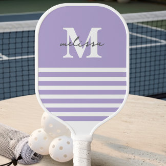 Modern Preppy Pastel Lavender Monogrammed Name Pickleball Paddle