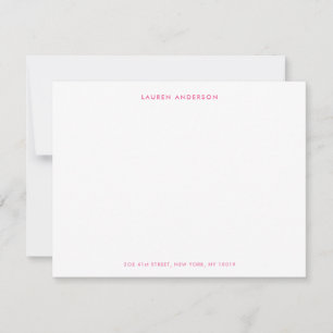 Modern Preppy Pink Personalised Flat Card