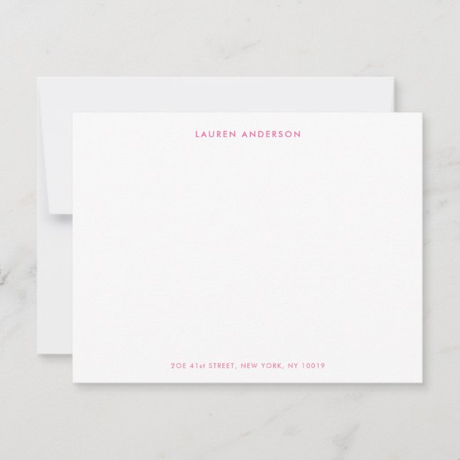 Modern Preppy Pink Personalised Flat Card (Front)