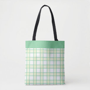 Modern Preppy Plaid Green Lime Pattern Tote Bag