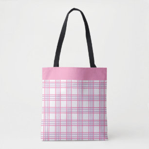 Modern Preppy Plaid Pink Purple Pattern Tote Bag