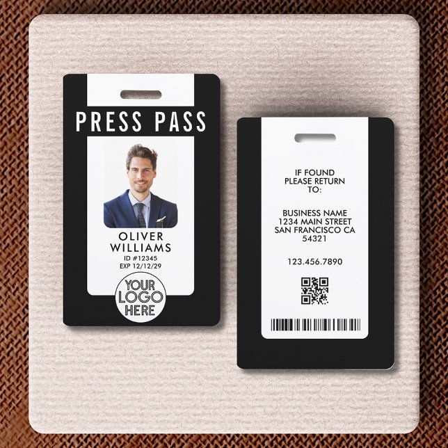 Modern Press ID Photo Badge Business Logo QR Code ID Badge (Creator Uploaded)