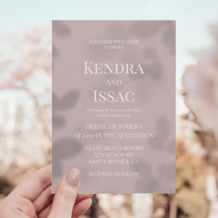 Modern Pressed Leaves Mauve Wedding Invitation