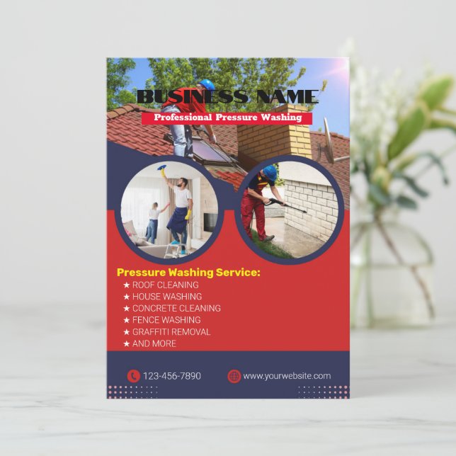 Modern Pressure Washing Flyers Invitation (Standing Front)