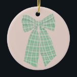 Modern Pretty Blush Gingham Romantic Coquette Bow Ceramic Ornament<br><div class="desc">Pretty girly,  feminine bow on a blush pink. Gingham hair bow on a blush pink design for a modern romantic in romance core regency era style.</div>
