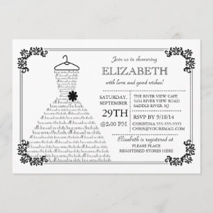 Modern Pretty Bride Wedding Dress Bridal Shower Invitation