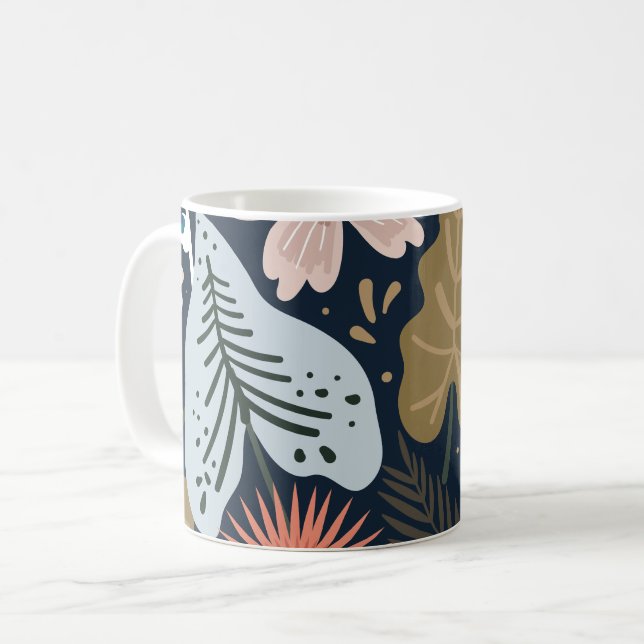Modern Pretty Foliage Floral Pattern Coffee Mug (Front Left)