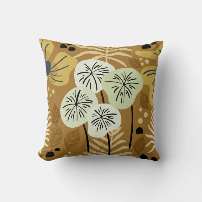 Modern Pretty Foliage Floral Pattern Cushion (Front)