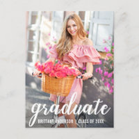 Modern Pretty Graduation Announcement (Blank Back)