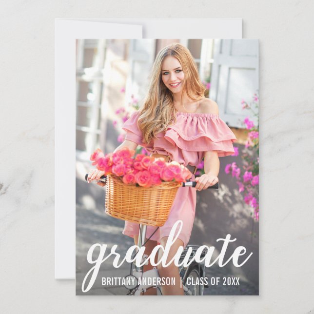 Modern Pretty Graduation Announcement Photo Card (Front)