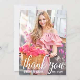 Modern Pretty Graduation Thank You Photo Card