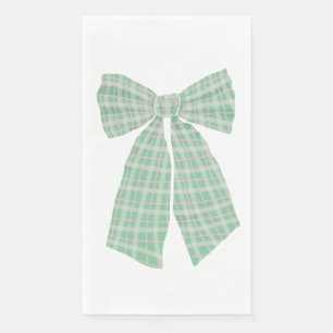 Modern Pretty Green Gingham Romantic Coquette Bow Napkin