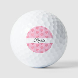 Modern Pretty Heart Shape With dots Personalised   Golf Balls