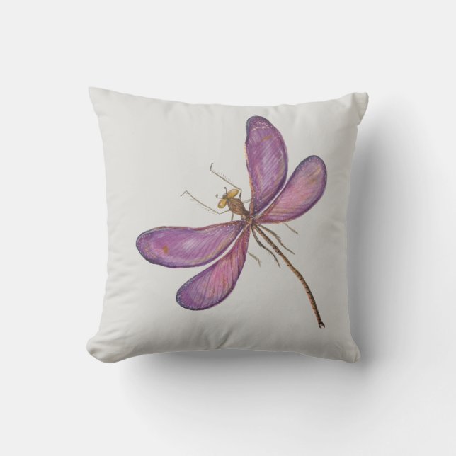Modern Pretty Pink Dragonfly Silver Background Cushion (Front)