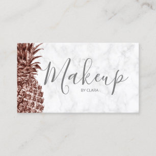 Modern pretty rose gold pineapple makeup artist business card