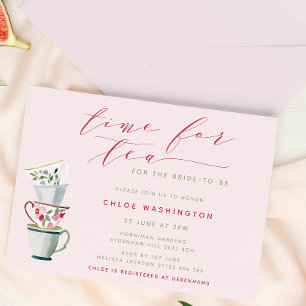 Modern Pretty Tea Cups Bridal Tea Shower Invitation