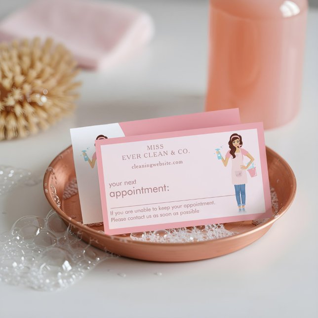 Modern Pretty Woman Cleaning & Maid Services Appointment Card (Modern Pretty Woman Cleaning & Maid Services Appointment Card)