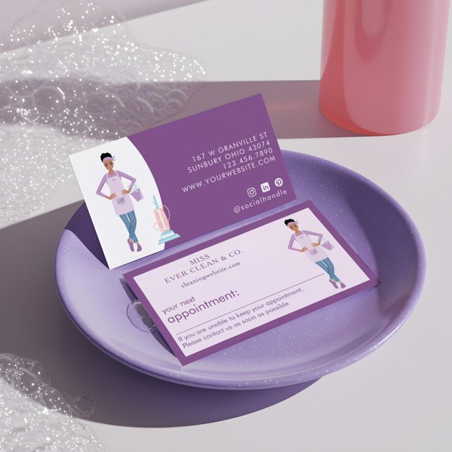 Modern Pretty Woman Cleaning & Maid Services Appointment Card (Modern Pretty Woman Cleaning & Maid Services Appointment Card)