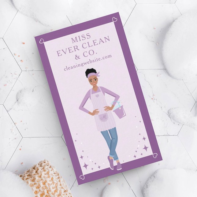Modern Pretty Woman Cleaning & Maid Services Business Card (Creator Uploaded)