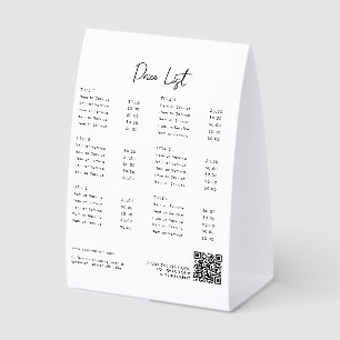Modern Price List Menu QR Code Social Media