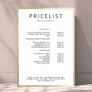Modern,  price list Poster
