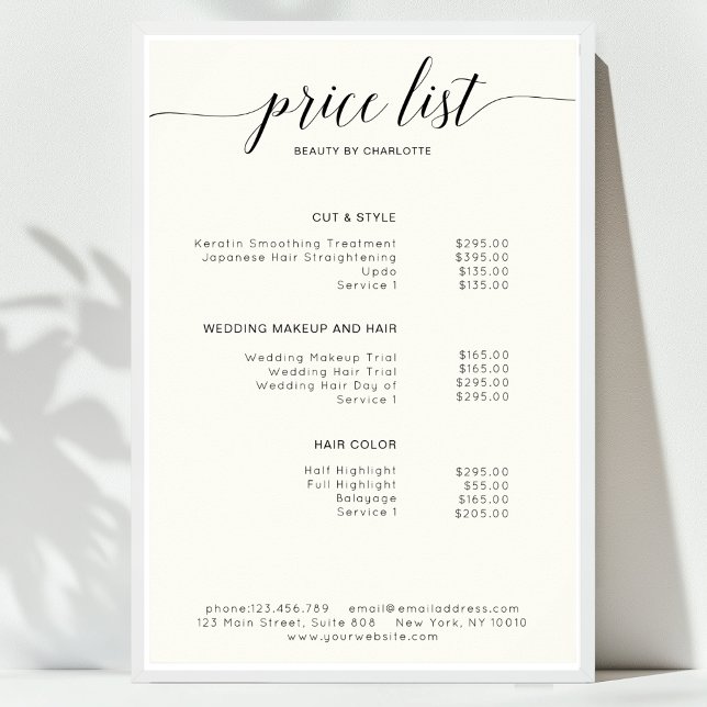 Modern,  price list Poster (Modern, price list Poster)