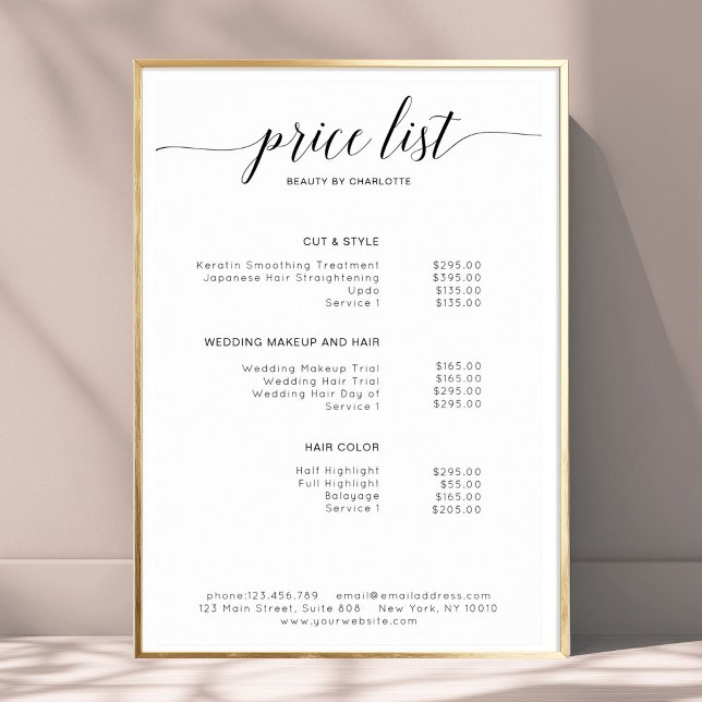Modern,  price list Poster (Modern, price list Poster)