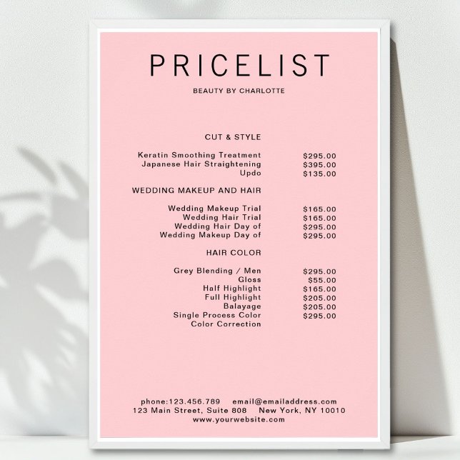 Modern,  price list Poster (Modern, price list Poster)