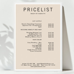 Modern, price list Poster