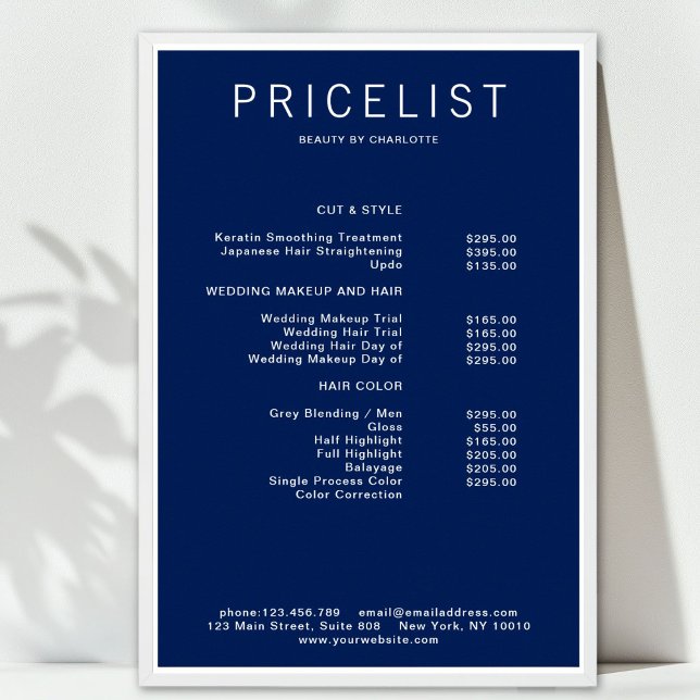 Modern,  price list Poster (Modern, price list Poster)