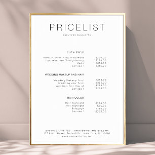 Modern, price list Poster