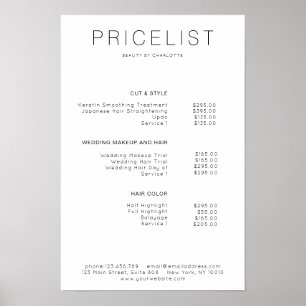 Modern,  price list Poster