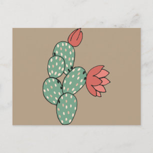 Modern Prickly Pear Cactus Postcard