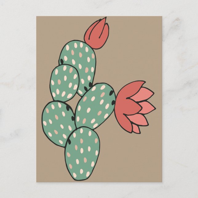 Modern Prickly Pear Cactus Postcard (Front)