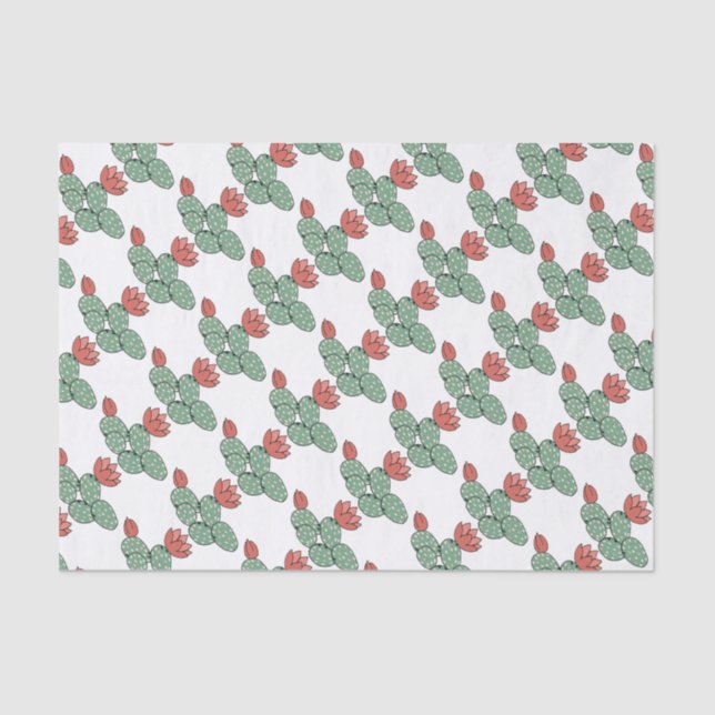 Modern Prickly Pear Cactus Tissue Paper (Front)
