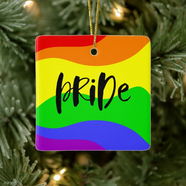 Modern Pride Rainbow Ceramic Ornament (Tree)