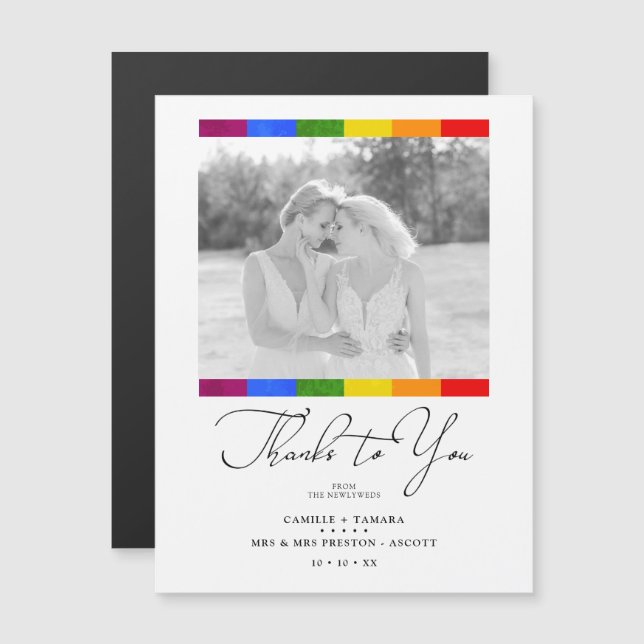 Modern Pride Rainbow Flag Lesbian Gay Wedding (Front/Back)